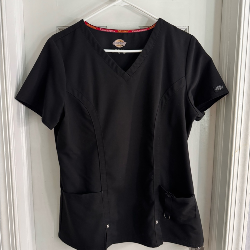 Dickies Women's Xtreme Stretch Short Sleeve Black Scrub Top